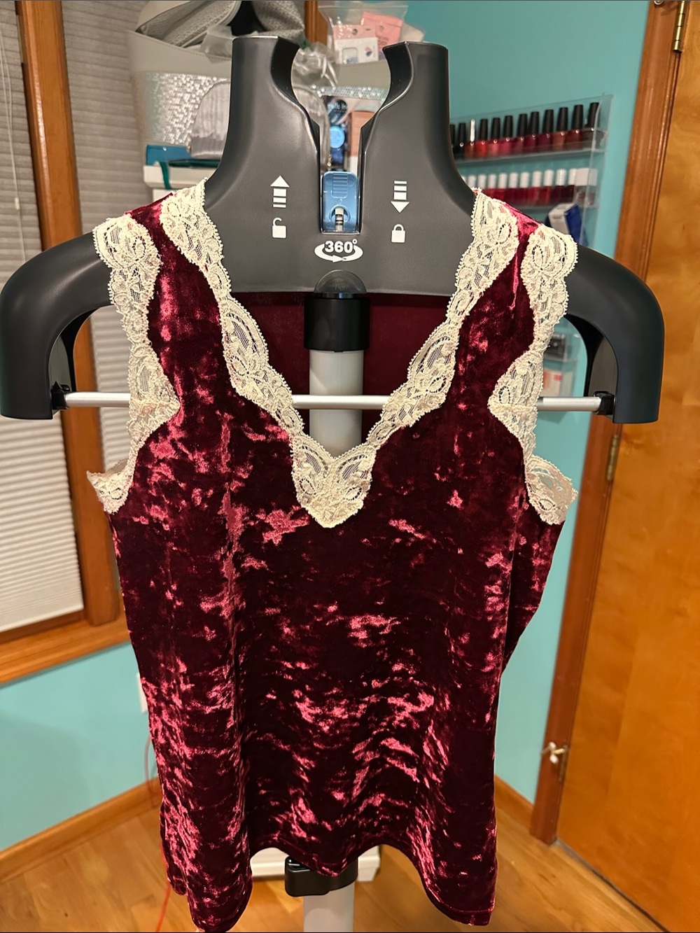 Banana Republic Wine Velvet Lace-Trim Tank